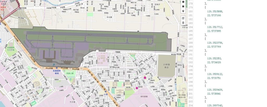高雄机场地图边界的显示